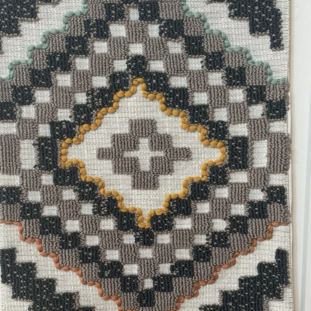 Geometric Tufted Textile Wall Hanging Boho Southwestern Tassel Fiber Art 33